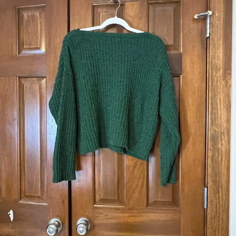 Double Zero Green Shaker Knit Crop Sweater, Size Small Junior - Picture 10 of 10